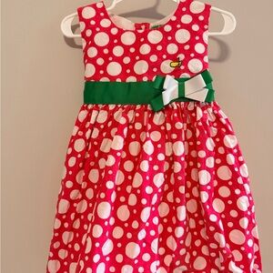 Polka Dot Masters Kids Dress with Green Bow